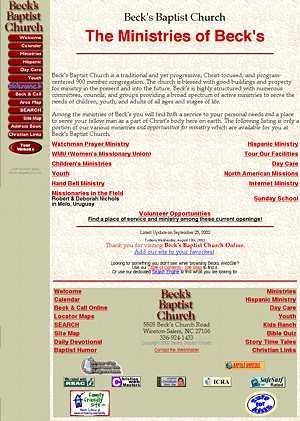 Sample Page- Ministries List